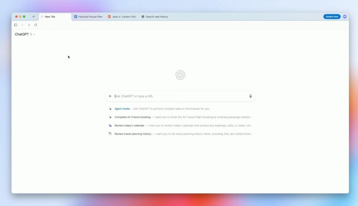 скриншот интерфейса условного ИИ-браузера Atlas